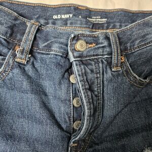 Old Navy Denim Jeans Size‎ 4 Slouchy Straight  Button Fly Distressed Raw Hem